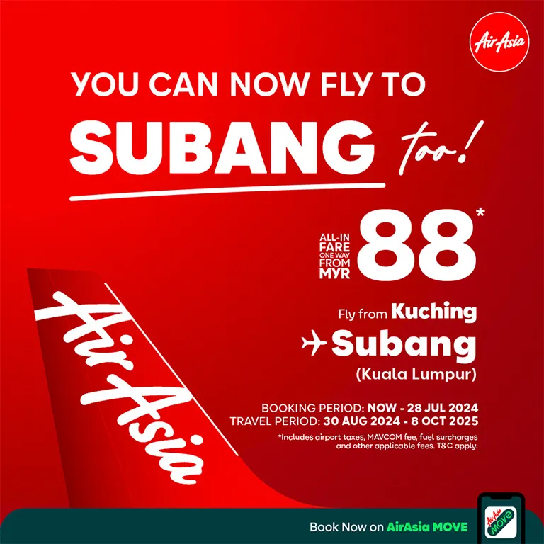Fly from Kuching to Subang (Kuala Lumpur)