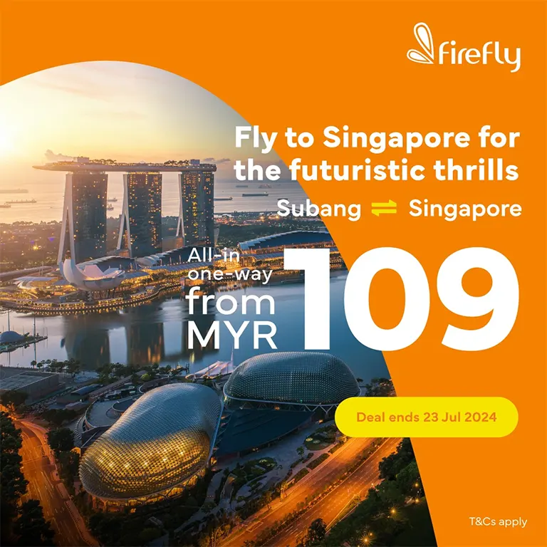 Fly to Singapore for the futuristic thrills, fly from Subang to Singapore, all-in one-way fare from MYR 109!