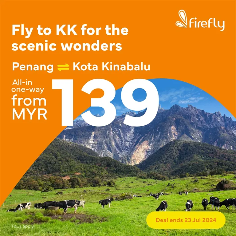 Fly to KK for the scenic wonders, fly from Penang to Kota Kinabalu, all-in one-way fare from MYR 139!