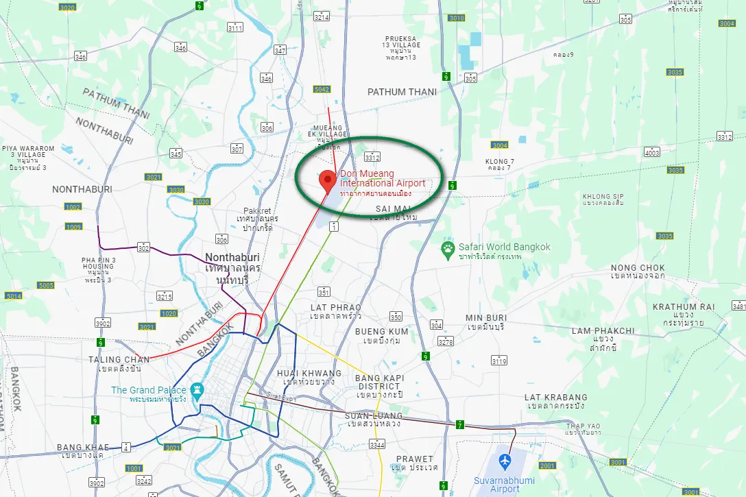 Location of Don Mueang International Airport